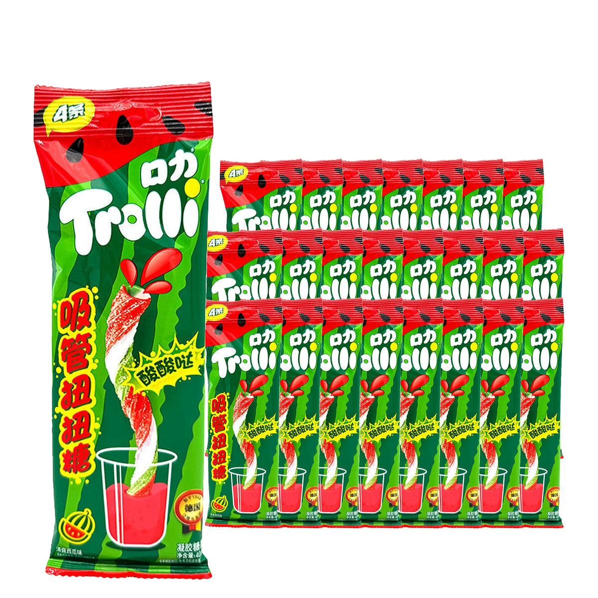 Trolli Watermelon Twisty Straws 40 g / 1.4 oz case of 24 bags