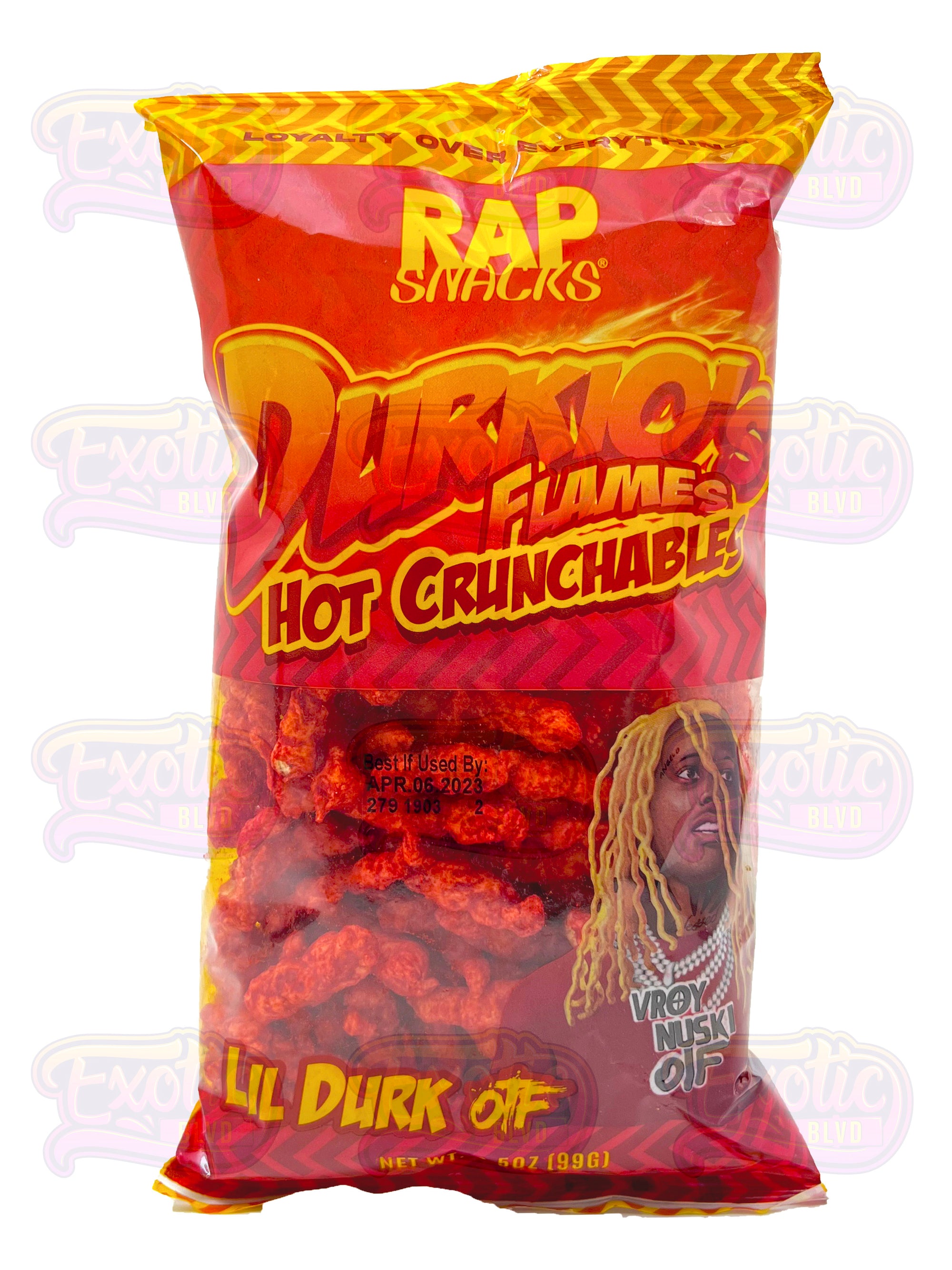 Rap Snacks Durkio's Flames Hot Crunchables