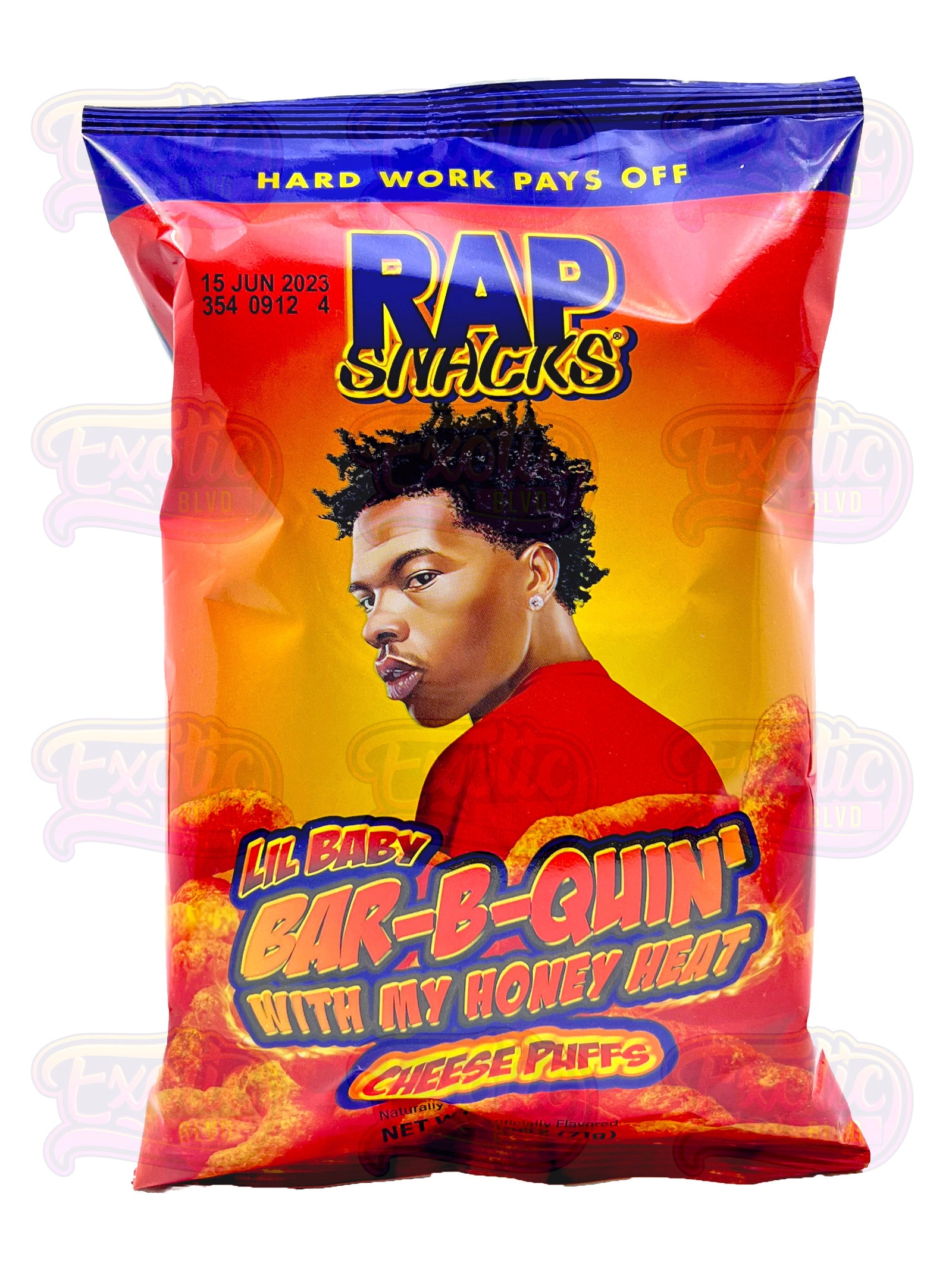 Rap Snacks Lil Baby BBQ'in With My Honey Heat Cheese Puffs (MSRP $5)